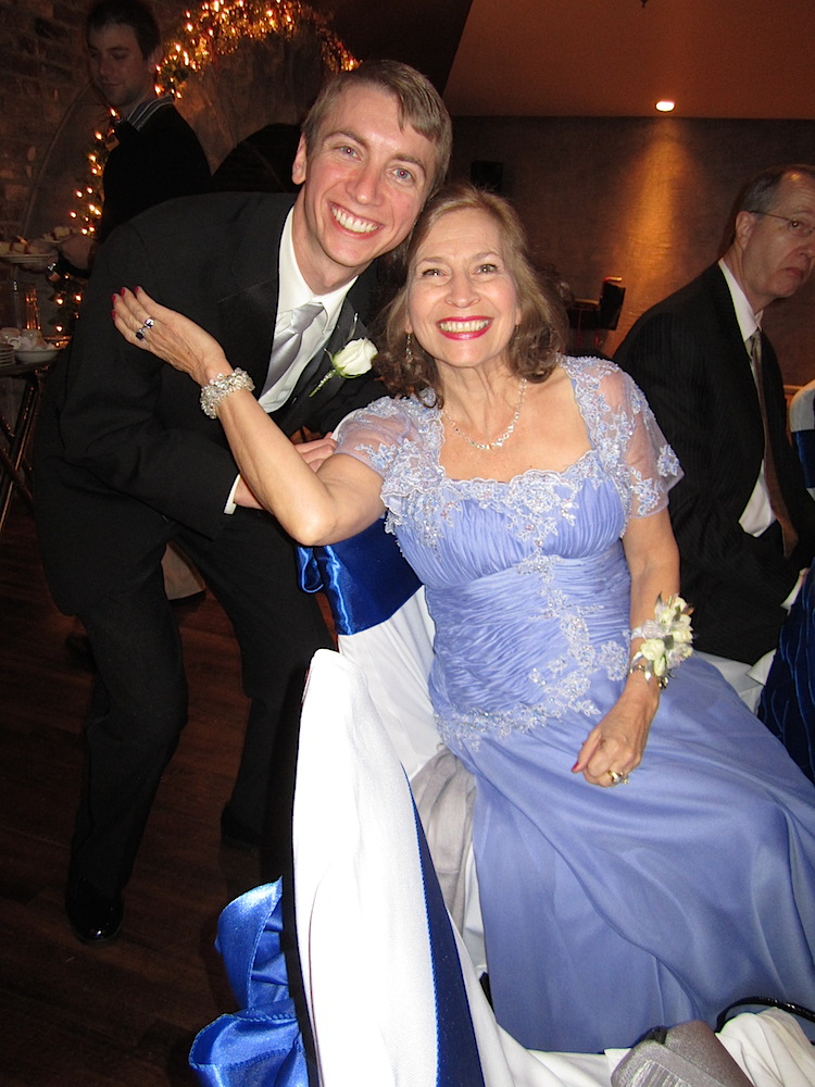 The bride's brother, Kevin Shell, with his mom.