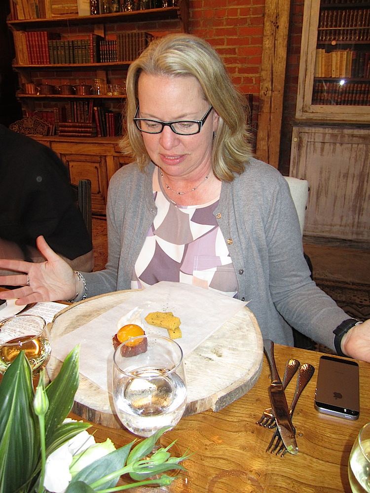 Mariane Whittemore of Scripps Networks considers the beef heart course.