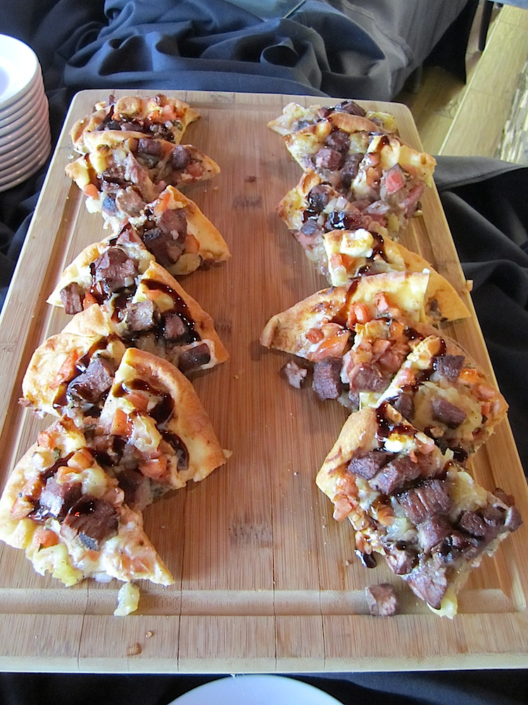 Black and blue flat bread.