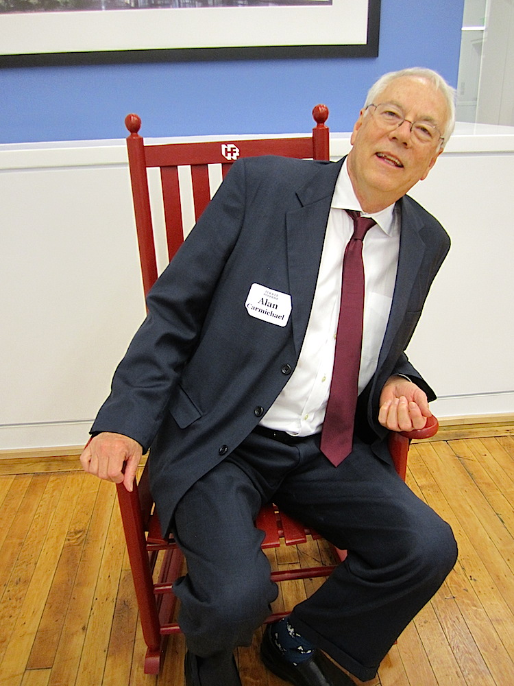 All the Summer Suppers are sponsored by Home Federal Bank. Alan took a little break in the bank's trademark red rocker.