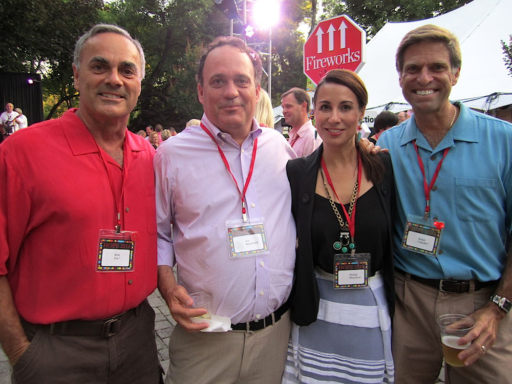Joe and Melissa Blanchard, center, with Rick Fox, left, and Ralph Cianelli.