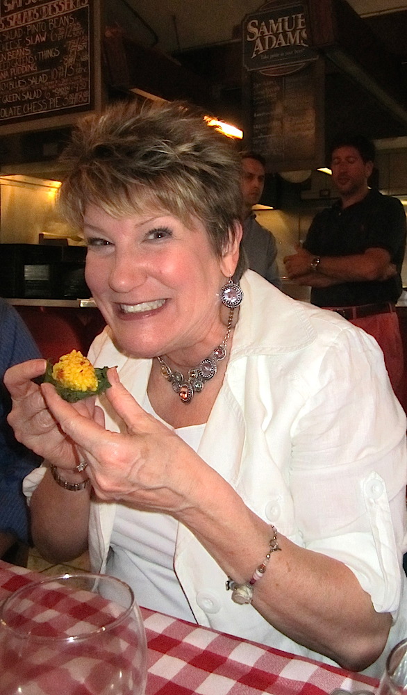 Guest Ranee Randby enjoying the intermezzo during the six-course chef's table.