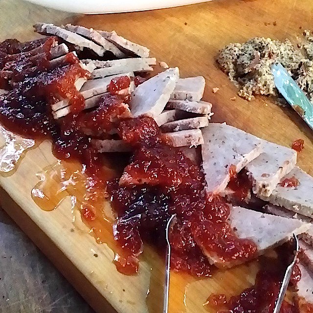 Country pate and tomato jam.