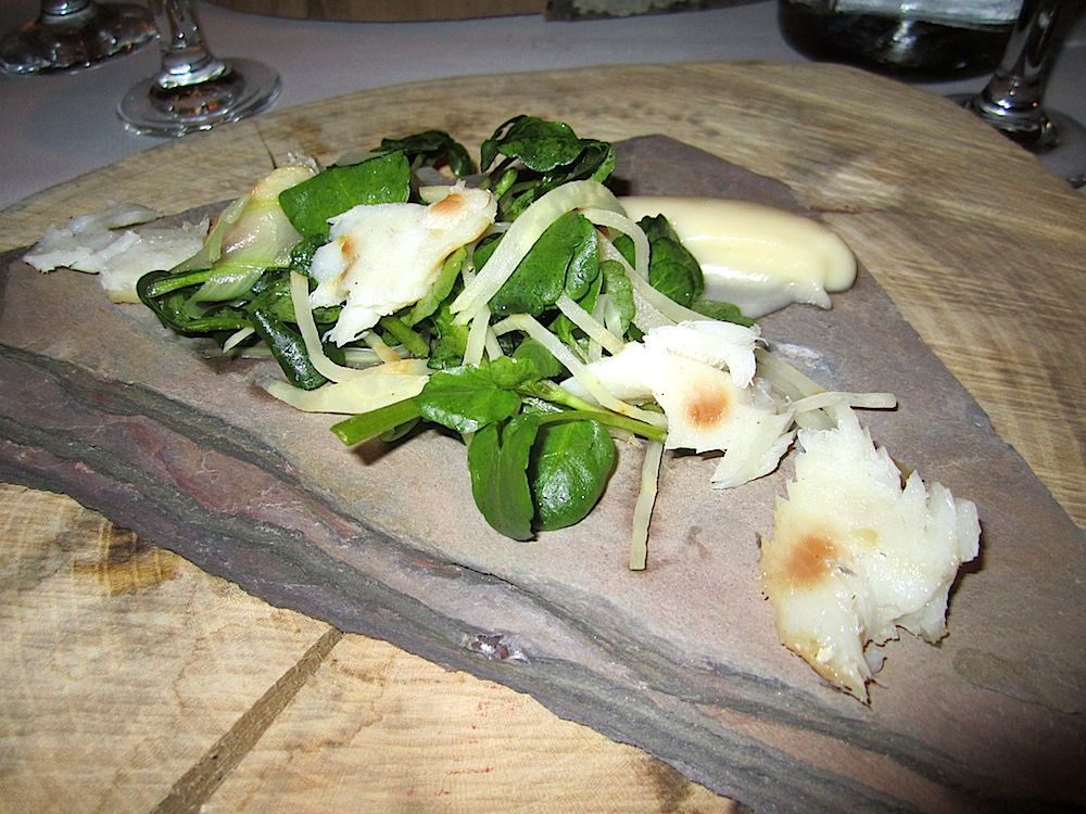 Cherry wood smoked tilapia and celery salad.