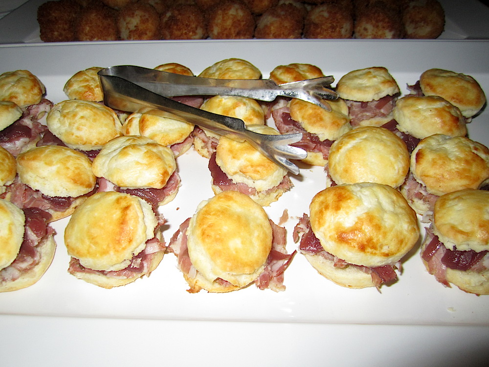 Speaking of the catering, look at these ham biscuits with caramelized onions Yum.