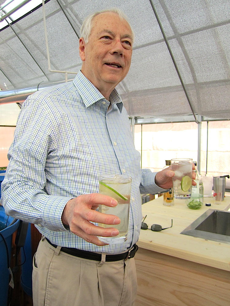 My husband, Alan Carmichael, picked up our signature cocktails from the bar: elderflower gin fizzes. Light and refreshing.