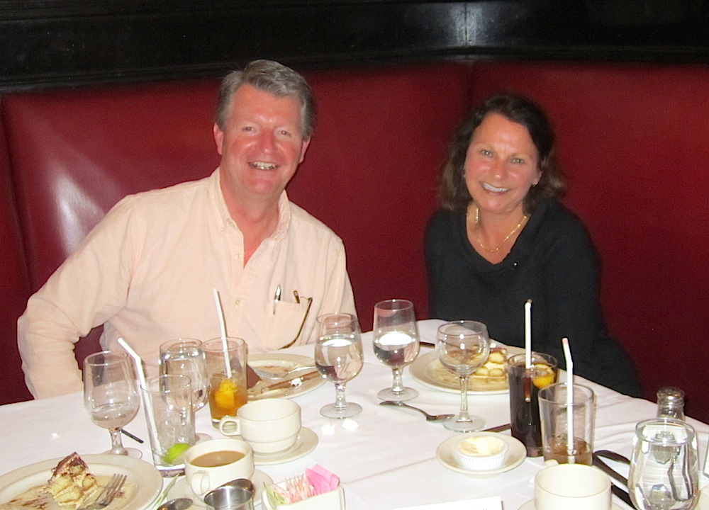 Chris Cox and Vee Panagakos at Sardi's.