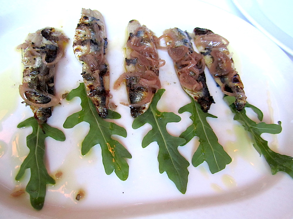 The grilled sardines with shallot thyme vinaigrette and arugula were OK.