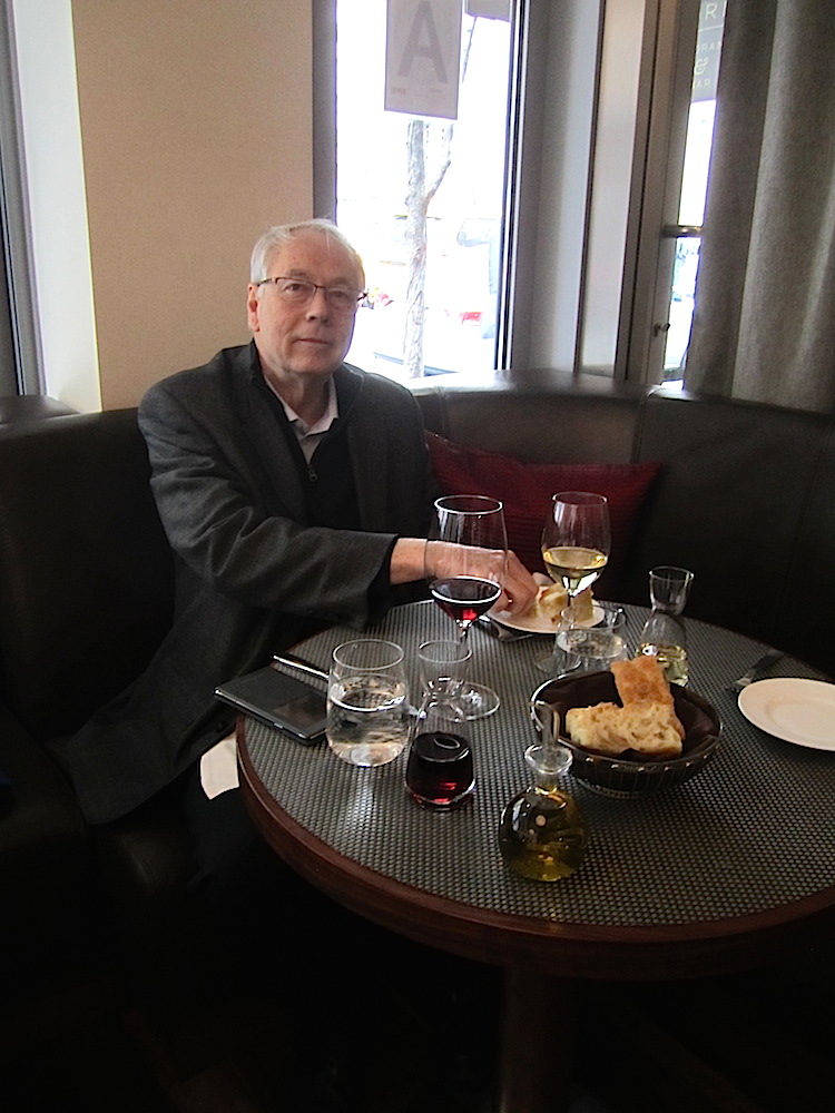 Here's Alan at our sweet little corner table.