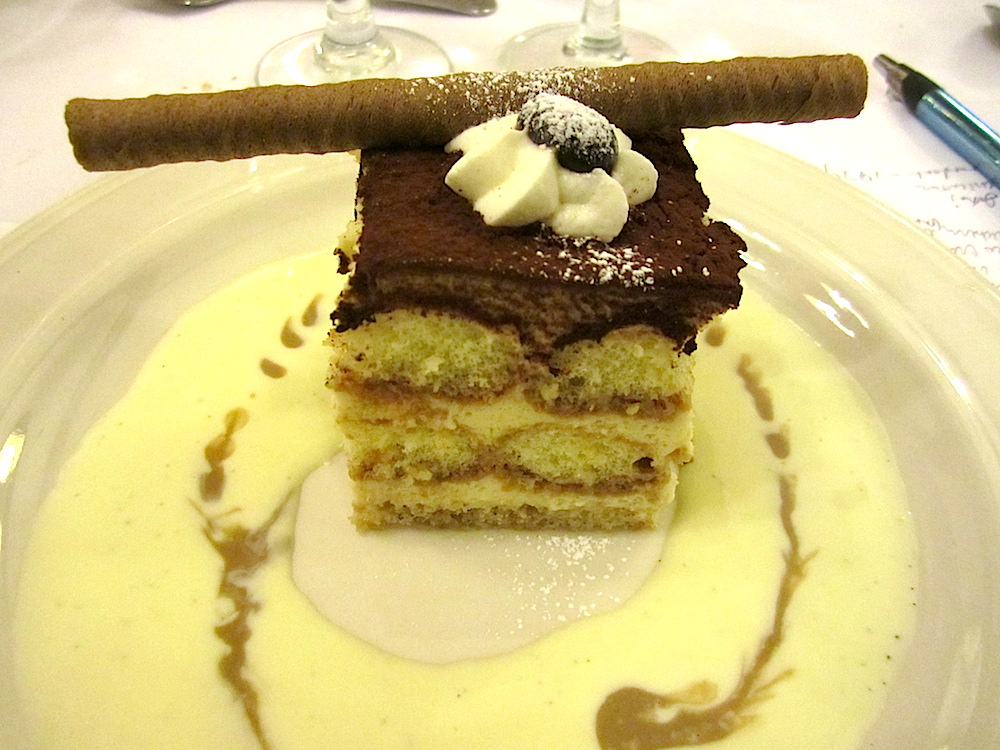 I was too stuffed to eat my tiramisu cake with espresso vanilla sauce.