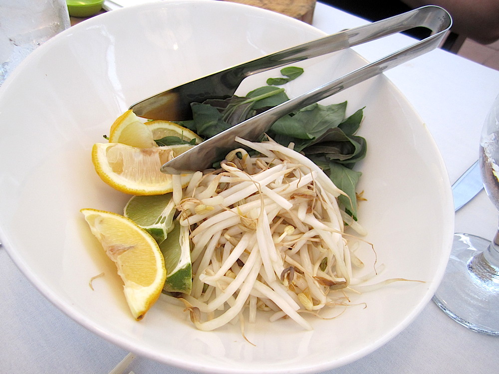 My favorite part of pho is the dish of "add ins" that are passed around.