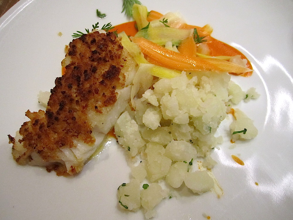 Chorizo crusted cod was the main course for both of us.
