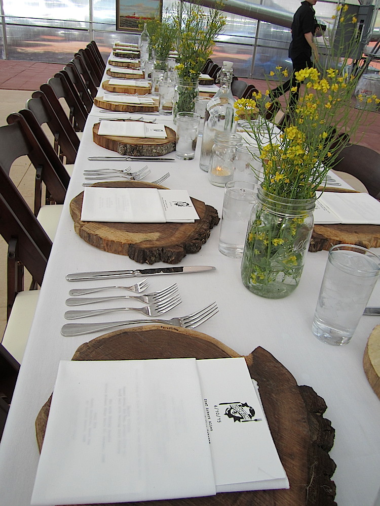 A beautiful table setting greeted us in the huge greenhouse at Eco-Rich Farms.