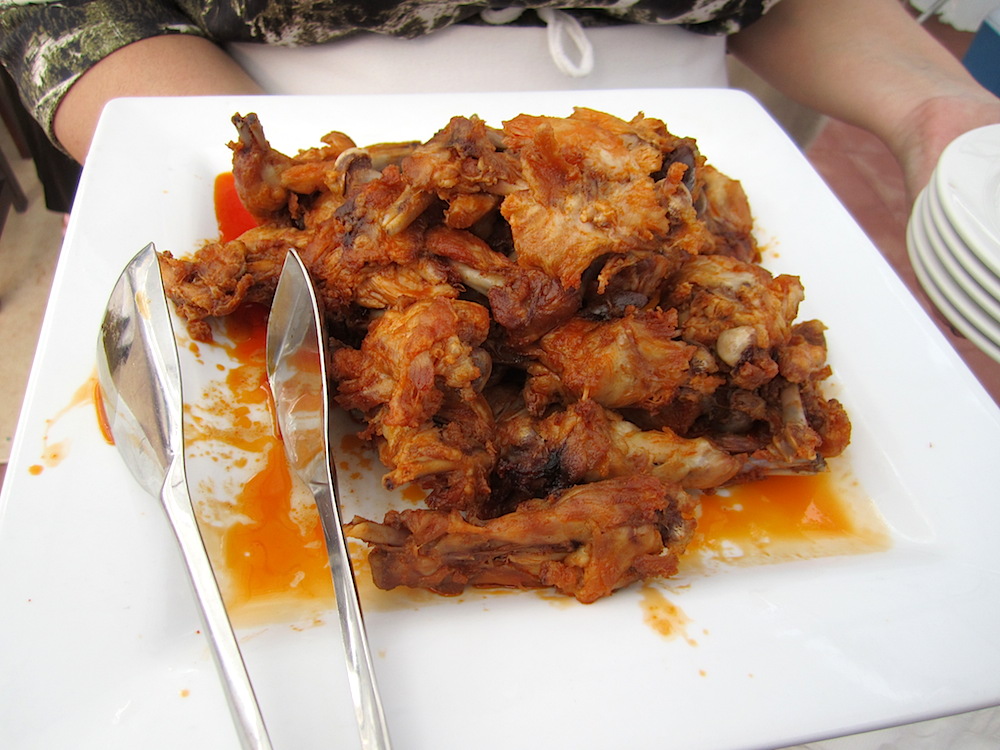 Buffalo rabbit wings. (I didn't know rabbits had wings! But I swear that's what they said.)