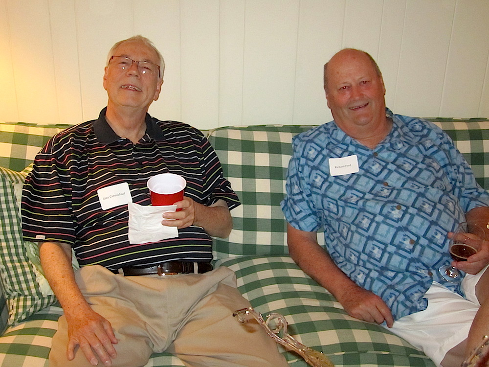 Inside the house, these two -- Alan Carmichael on the left and Richard Ford -- looked like they had survived a rough flight.