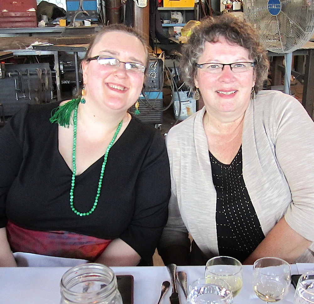 Mary Constantine, the food editor of the News Sentinel, right, and Shelley Kimel of the paper's business staff.