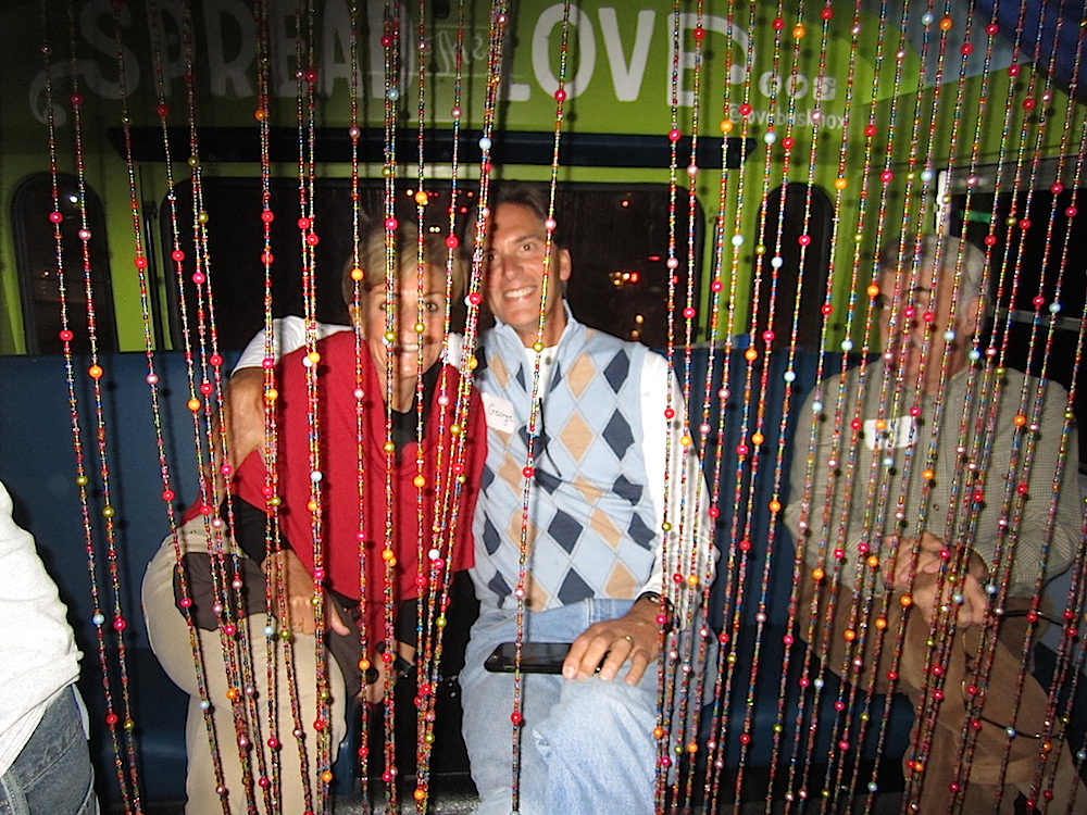 And then, back to Sequoyah School. Behind the beads are Stephanie and City Councilman George Wallace and Bill Tapp, right.