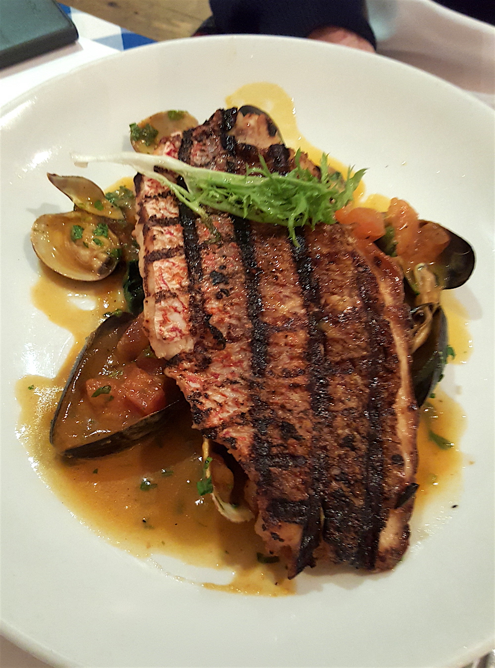 Alan had snapper, which he really liked.