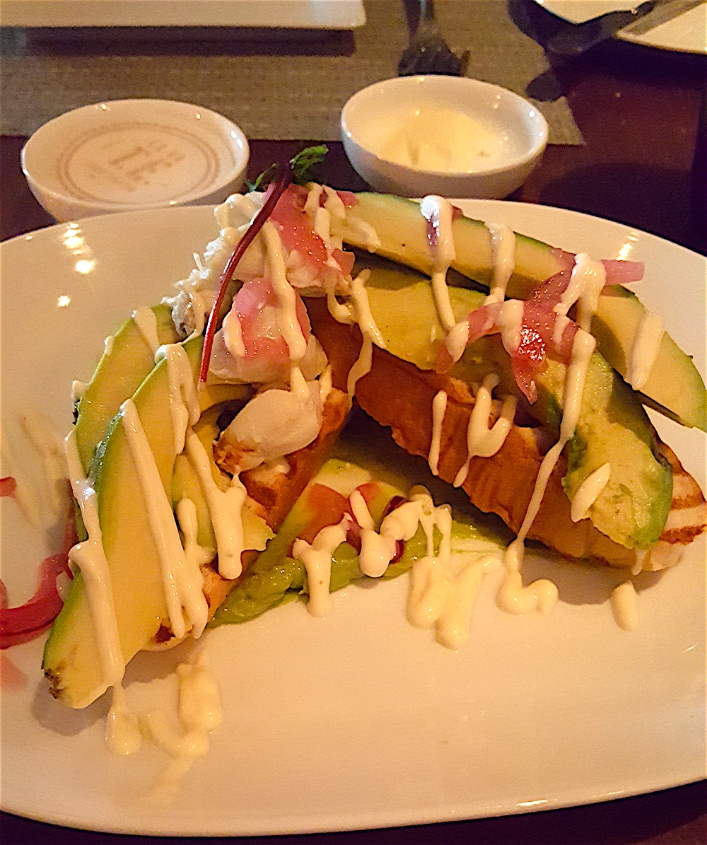 Avocado toast with Peekytoe crab and lime aioli. Loved.