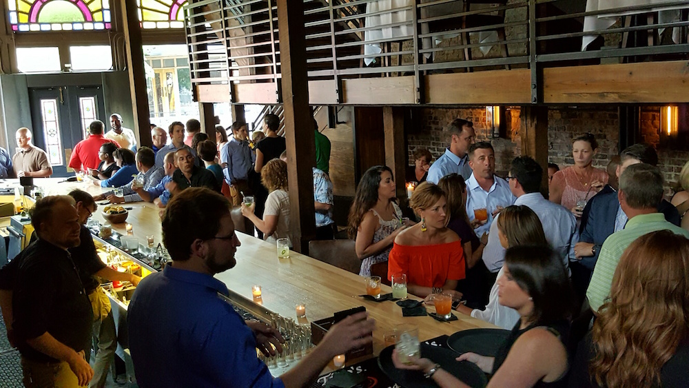 The bar was packed with happy folks.