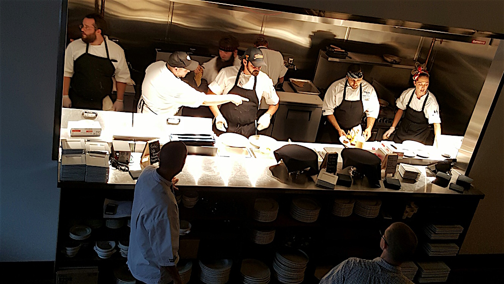 The kitchen was busy, cranking out the appetizers.