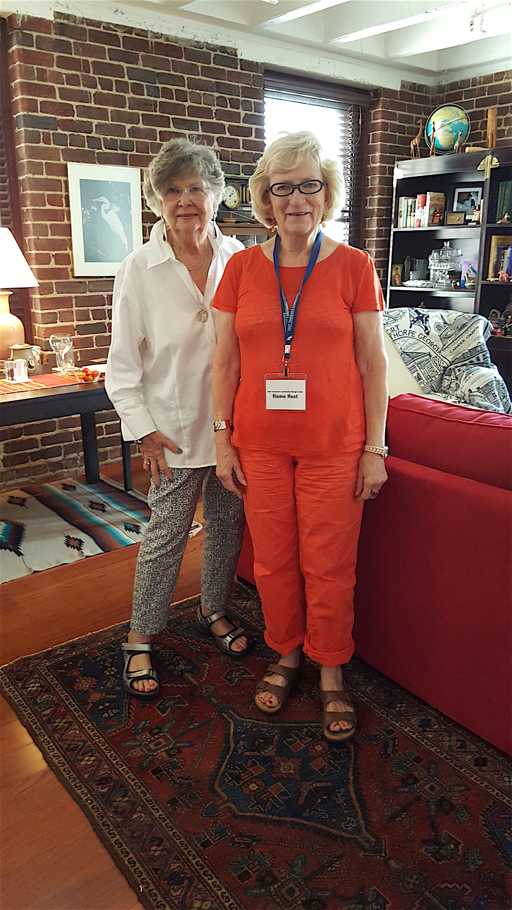 Georgiana, right, and her friend Fran Scheidt, in the living room.