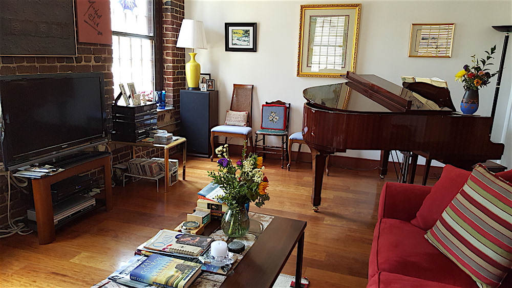 Here's the living room of Georgiana's unit, which is slightly under 1,100 square feet.