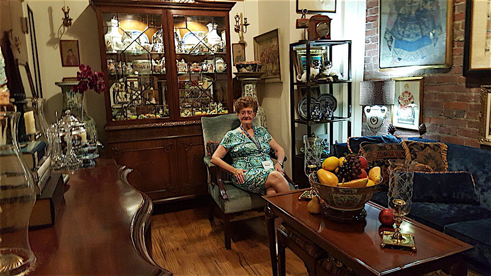 Jeff's mother, Helen Cupp, was relaxing in a special room Jeff has commandeered for a special set of antiques he has collected.