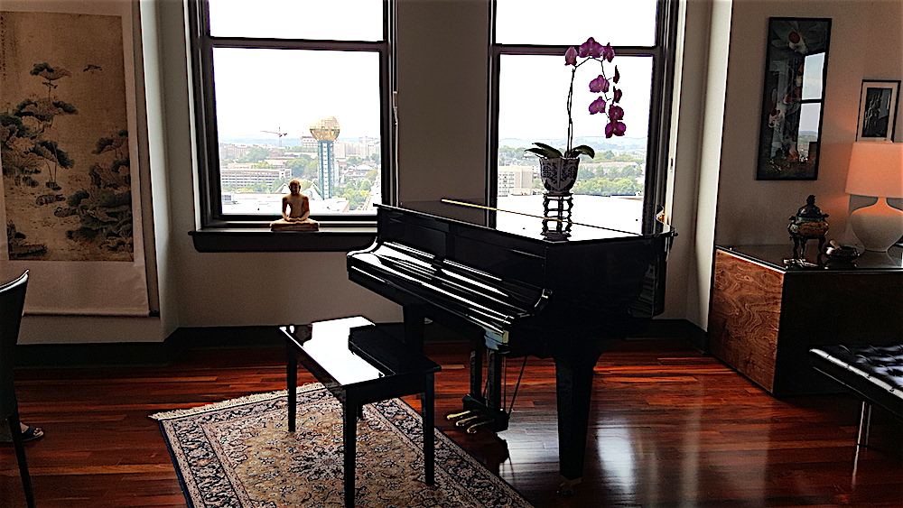 You can see the Sunsphere out the window of the living room.