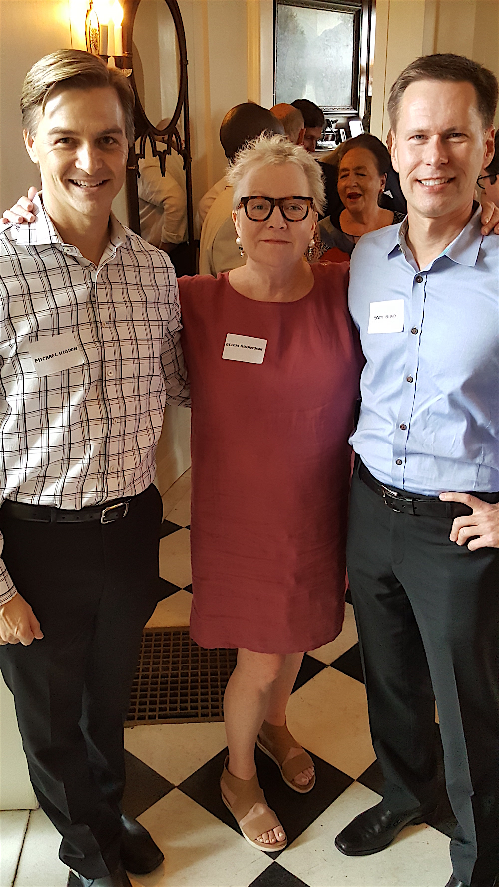 Guests, from left, Michael Higdon, Ellen Robinson and Scott Bird.