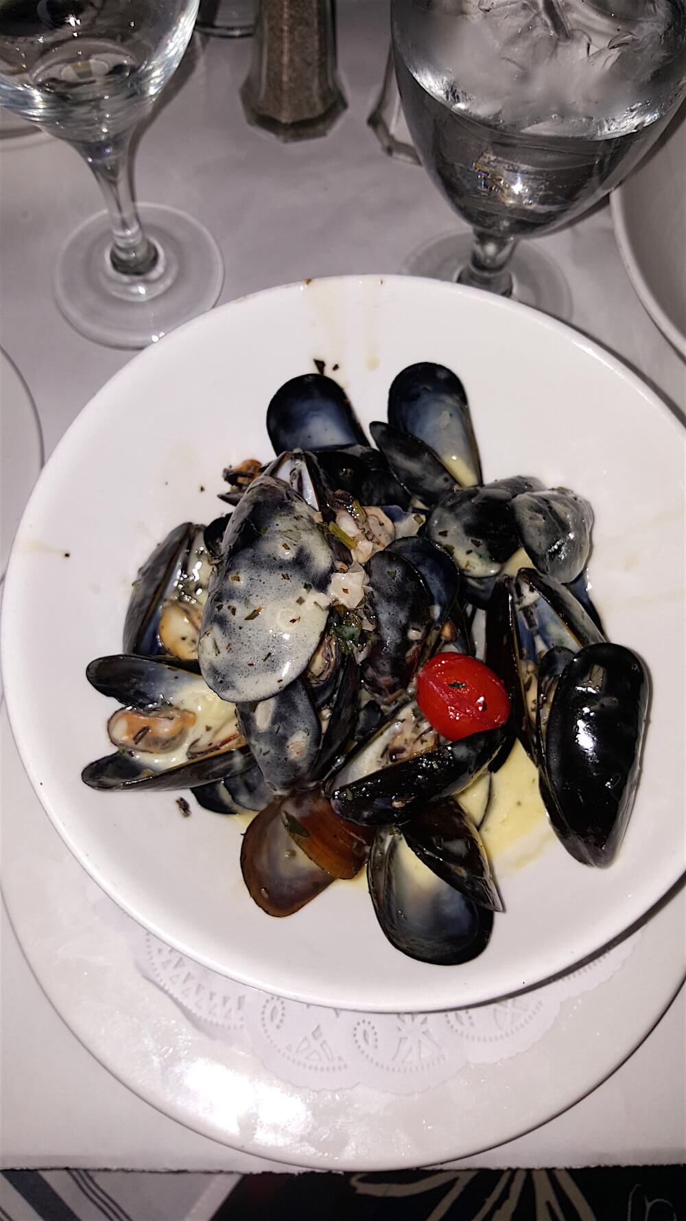 My main course was steamed Prince Edward Island mussels with herbs, shallots and a white wine sauce. They were tender and tasty, but I could not finish them.