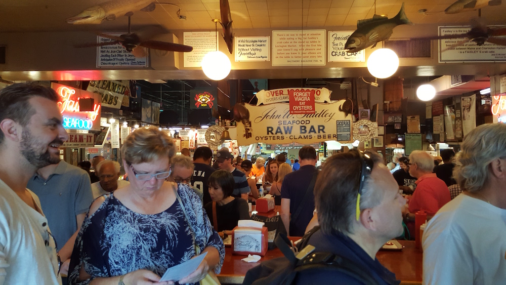 Faidley Seafood's interior. Standing room only -- at 2 p.m.
