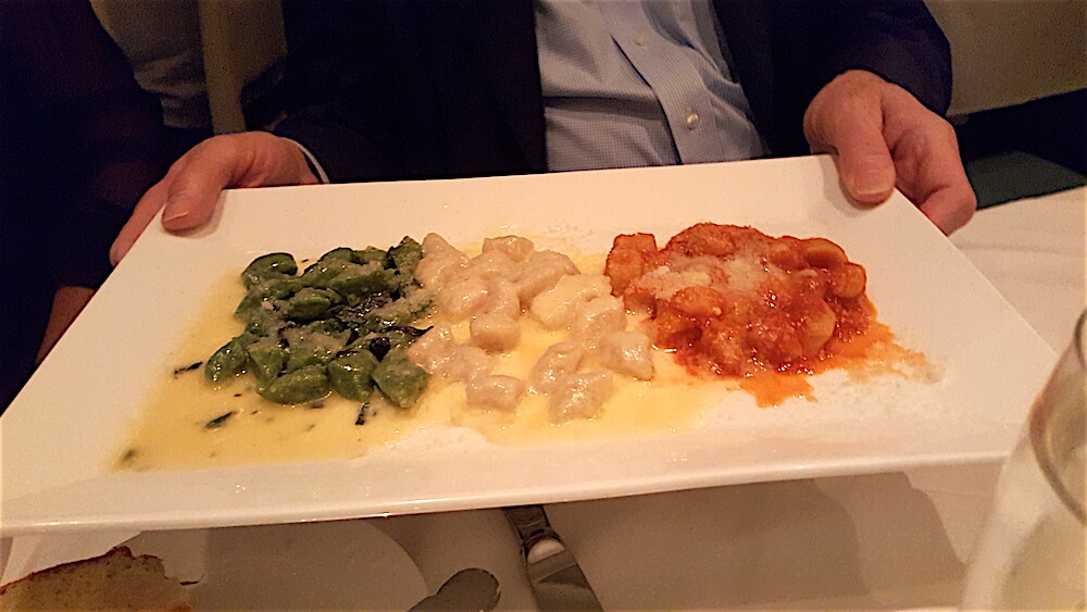 Alan raved about his tri-colored gnocchi, which were tomato, cheese and spinach potato dumplings with a Parmigiano-Reggiano cheese sauce. He let me taste one of each and they were light and delicious.