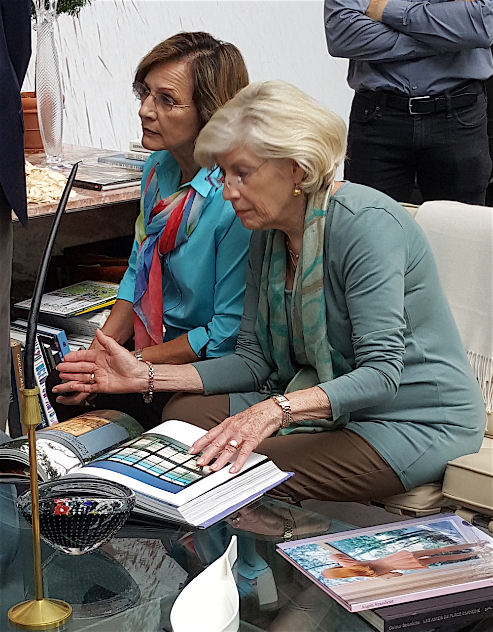 The home has been featured in many books and magazine. Lane Hays, left, and Robin Turner were perusing a few.