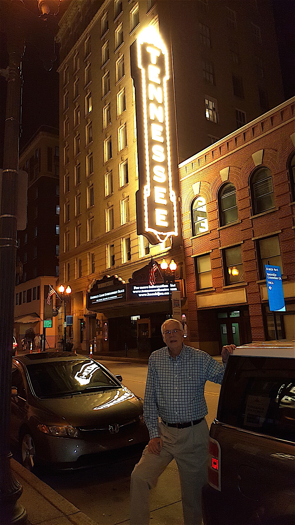 Alan and I got a 15-minute head start to set up dessert at our place at Cherokee Lofts, 400 W. Church Ave. We paused for a picture with the fabulous Tennessee Theatre sign.