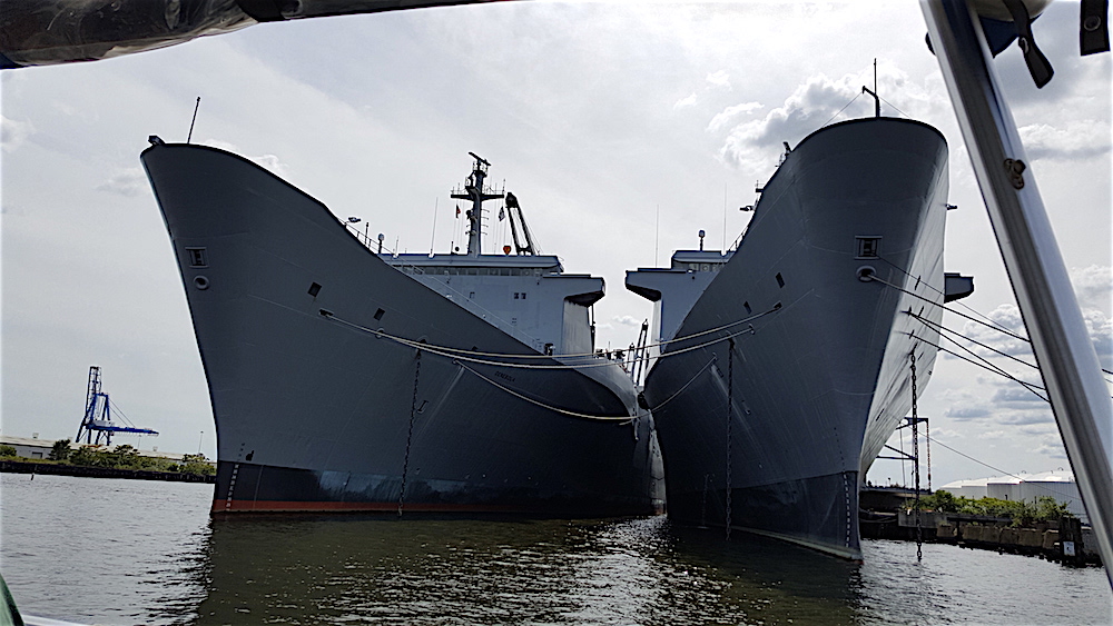 Huge cargo ships.