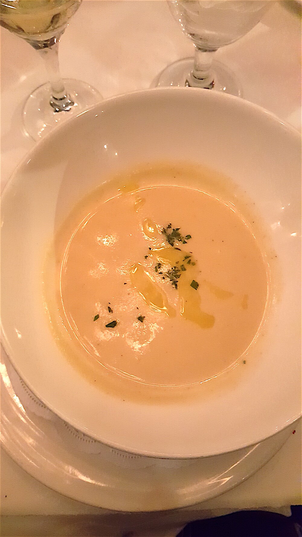 My starter was piping hot cauliflower soup. It was soothing with more than a touch of cream in it!