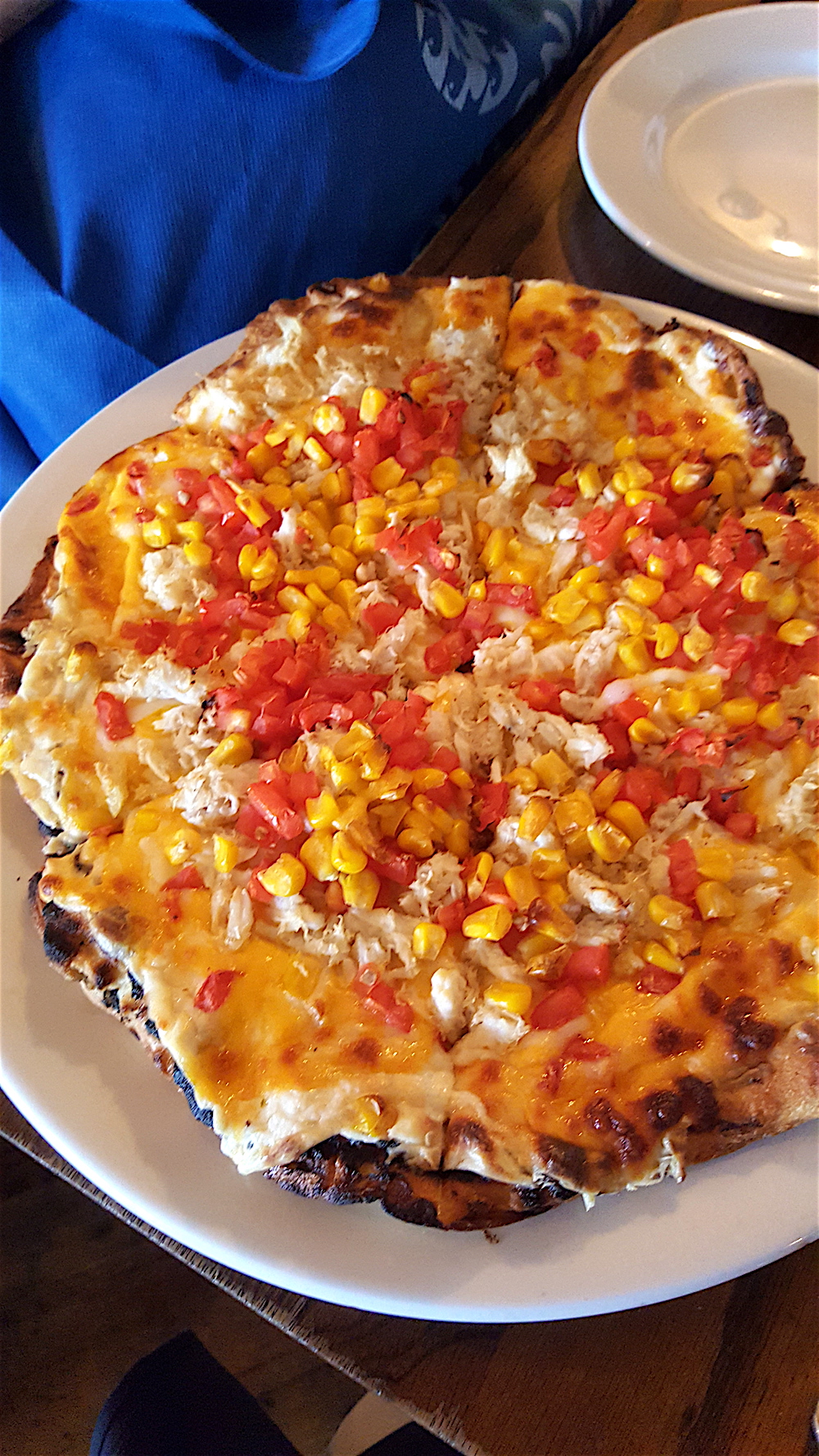 Alan and I shared a crab and corn flatbread at Kooper's Tavern. We were not very hungry, but we ate a few pieces and they were good.