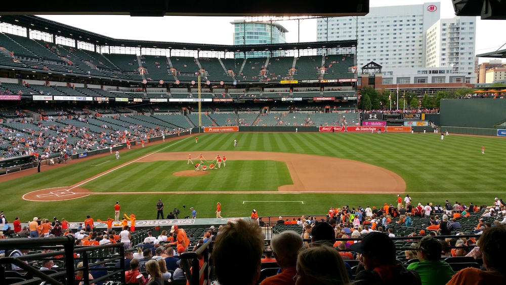 After a nap, the guys headed to the baseball game to see the Orioles trounce the Yankees. Sorry, Richard. Alan took this pic from their seats.