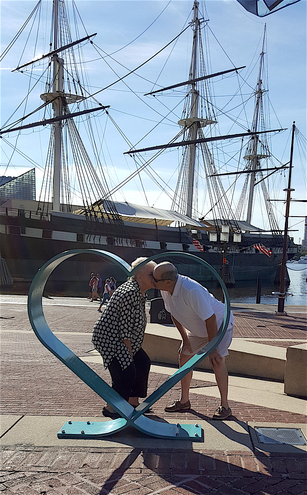 Walking along the Inner Harbor on the way to the National Aquarium, we saw this sweet sculpture and Dawn and Richard took advantage of it!