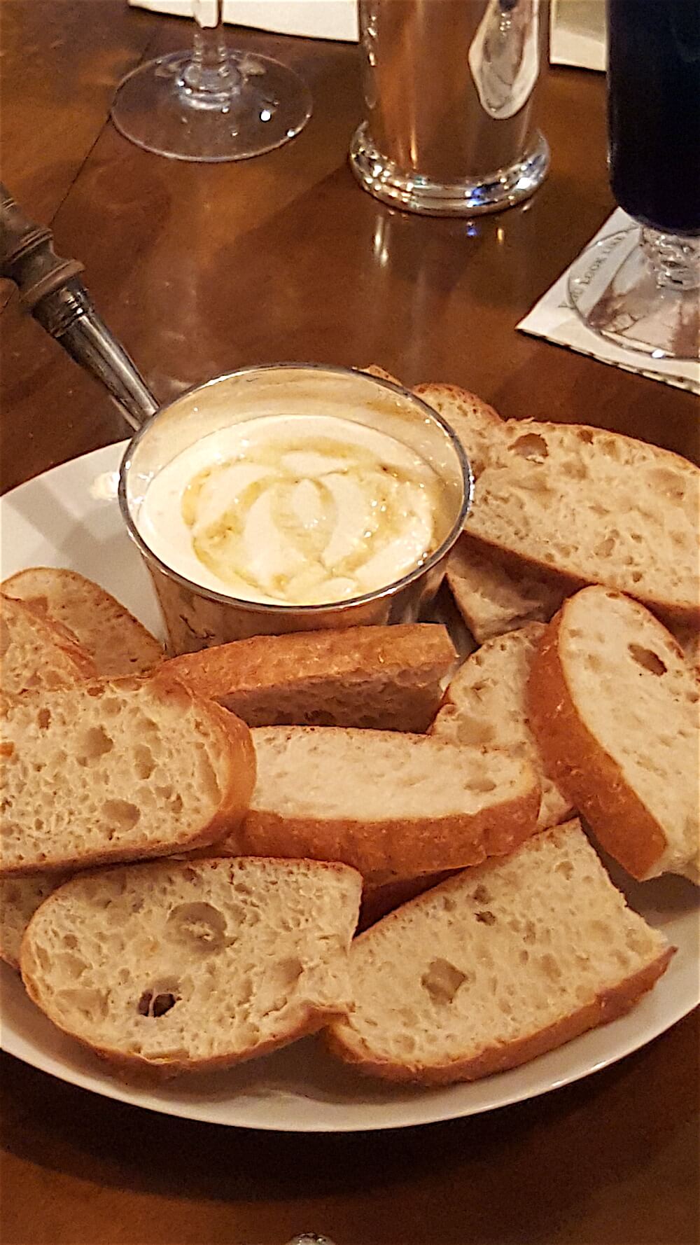 Gay served Italian bread with ricotta drizzled with honey. She admitted she copied a similar dish that we all love at Emilia, Chef Matt Gallaher's Italian restaurant on Market Square.