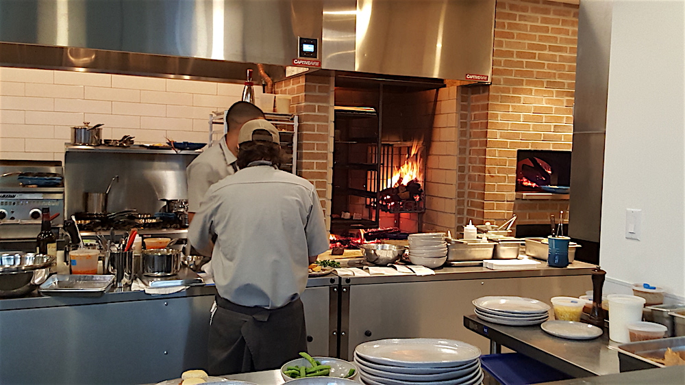Fires were roaring in the oven and grill.
