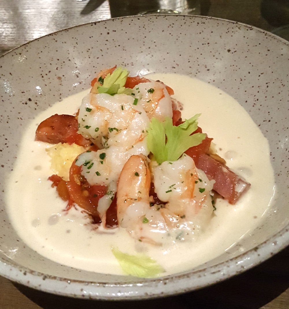 My first course was the aforementioned hearth roasted shrimp and grits. It was fabulous.