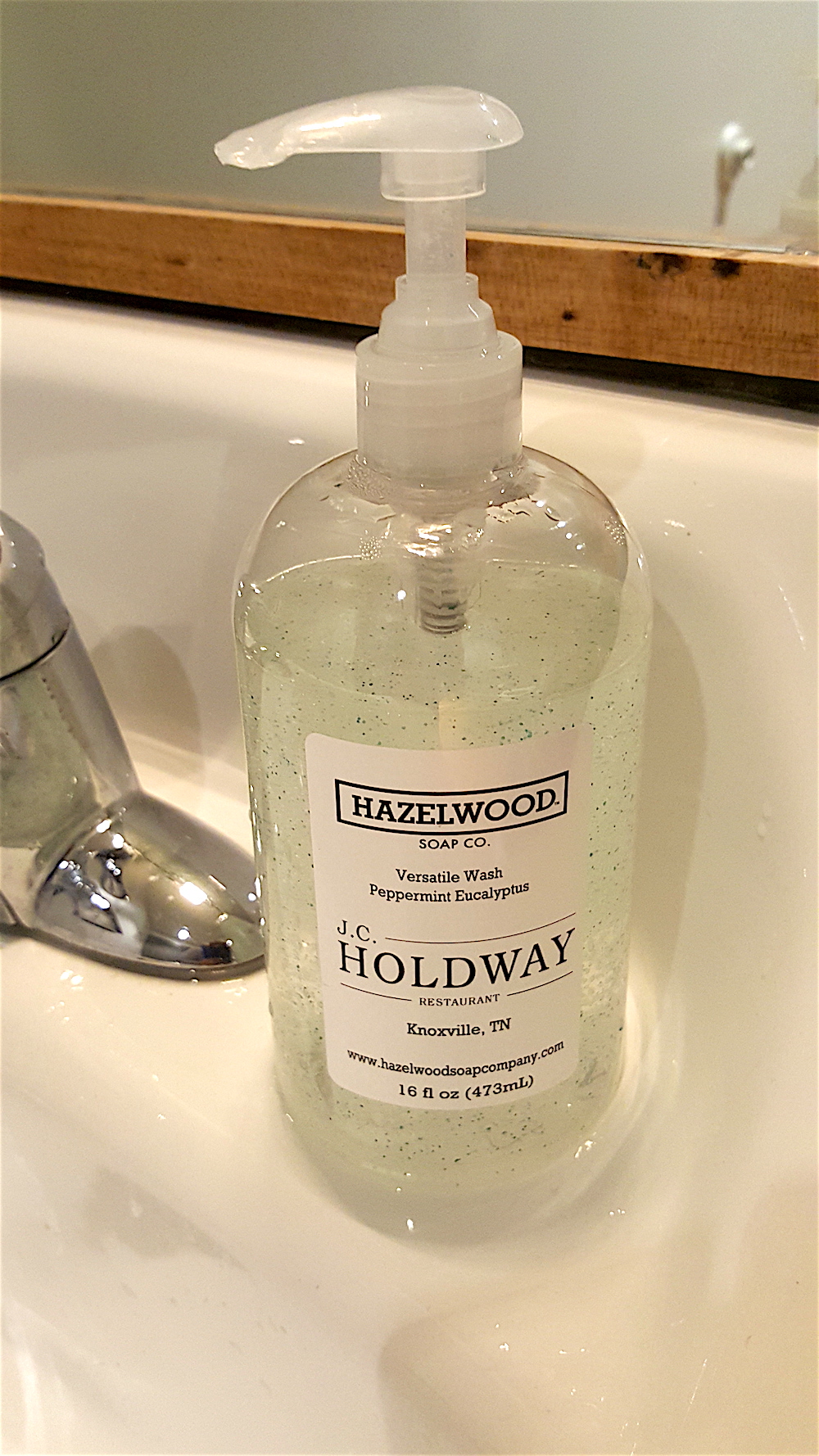 A special touch in the bathroom was J.C. Holdway branded peppermint eucalyptus hand soap.