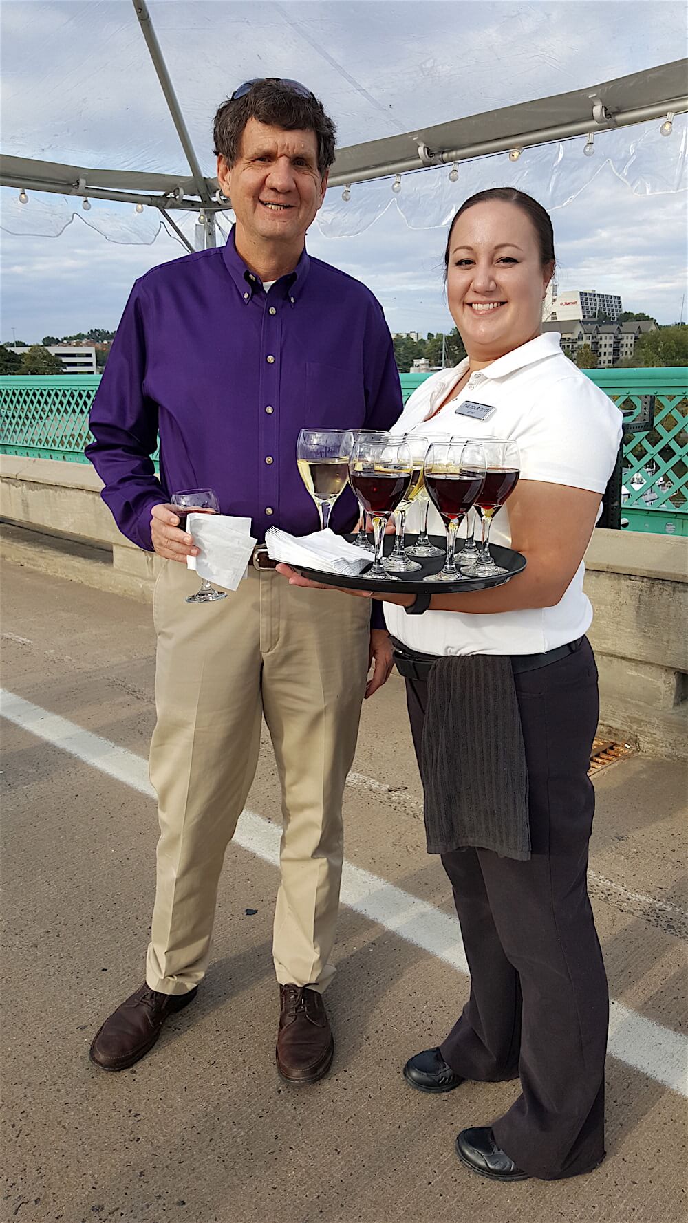 Amanda Howe of The Pour Guys bartending service is here with Tom Bugg of the Tennessee Theatre. This is when they still had pinot grigio.