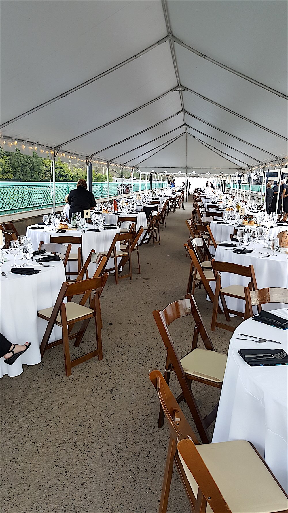 The bridge was set up for a party.