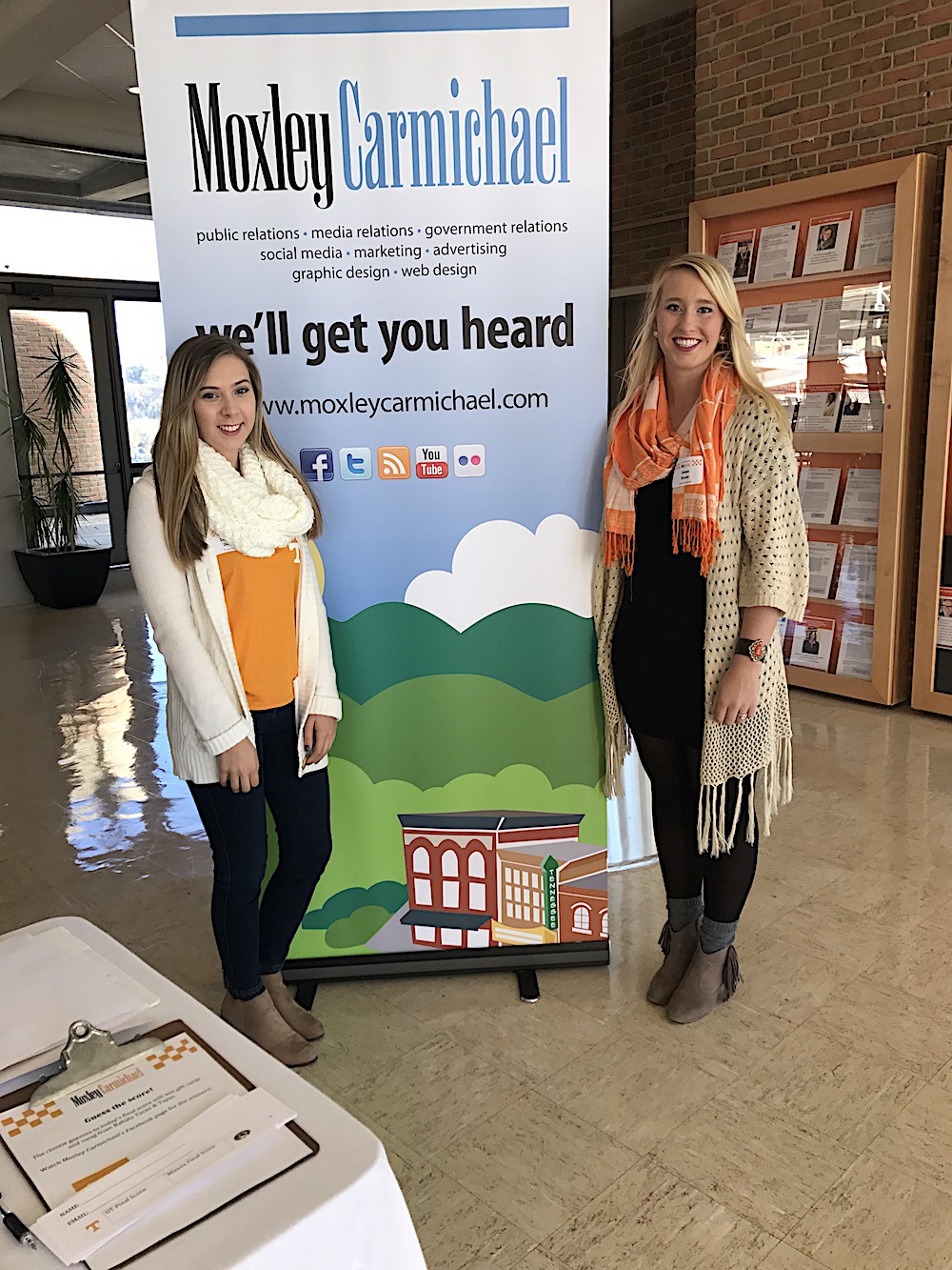Two of Moxley Carmichael's awesome interns, Destinee Dowdy, left, and Jesse Hood, were huge helps with this event.