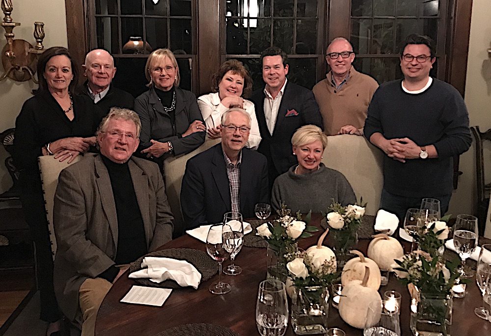 The gang. Back row, left to right: Mintha and Jon Roach, Betsy Child, me, Cliff Rogers, Eddie Mannis and Matt Gallaher. Front row, left to right: Paul Barber, Alan Carmichael and Jacque Hawks.