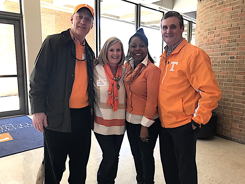 Bruce and Tami Hartmann, left, with Alice and Michael Wirth, the dean of the College of Communication and Information.