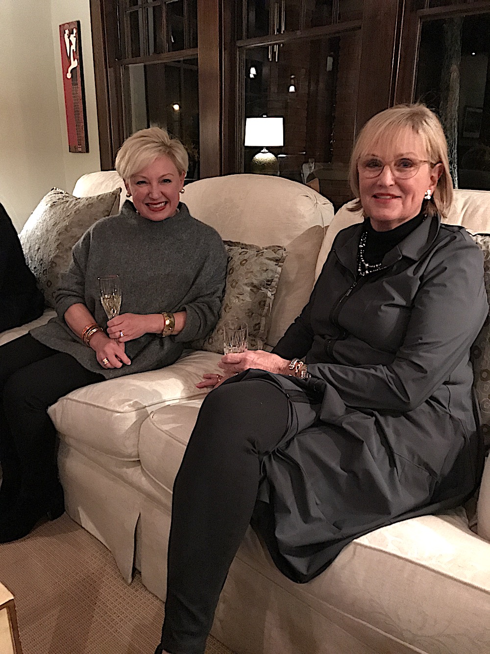 Guests Jacque Hawks, left, and Betsy Child pre-dinner.